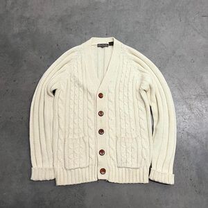 Vintage 90s cream cable knit‎ cardigan sweater